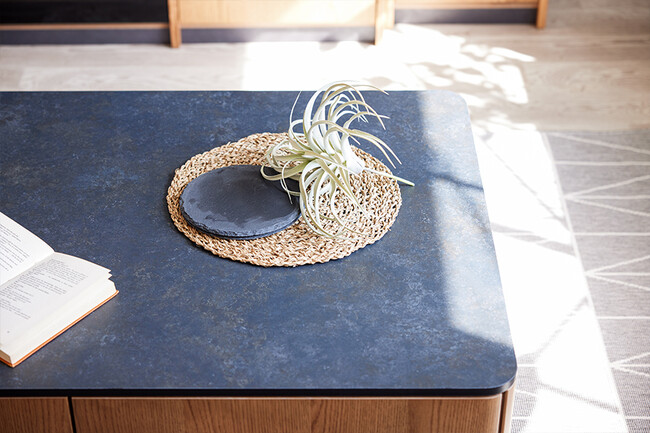 大容量リビングテーブル　ビンテージナチュラル×マーブルブラック 