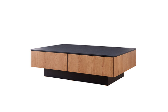 大容量リビングテーブル　ビンテージナチュラル×マーブルブラック 