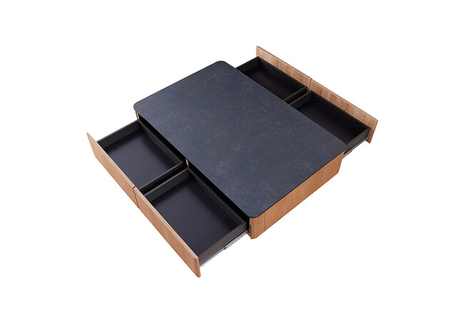 大容量リビングテーブル　ビンテージナチュラル×マーブルブラック 