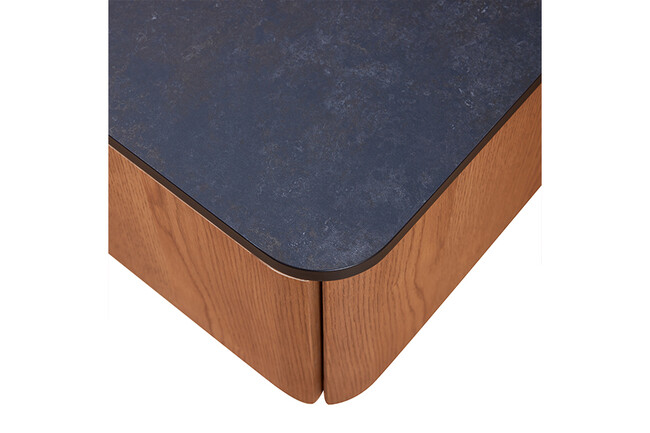 大容量リビングテーブル　ビンテージナチュラル×マーブルブラック 