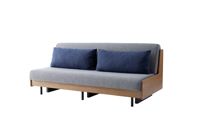 無垢材ソファベッド　ヴィンテージナチュラル×ライトグレー 