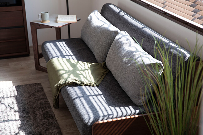 無垢材ソファベッド　ブラウン×ダークグレー 