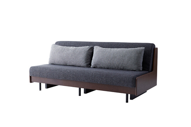 無垢材ソファベッド　ブラウン×ダークグレー 