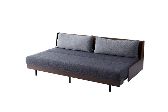 無垢材ソファベッド　ブラウン×ダークグレー 