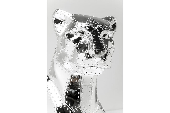 シッティングキャットリベットクローム オブジェ 