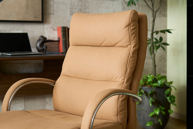 ポケットコイル内蔵 デスクチェア（シルキーファイバー・キャメル） 