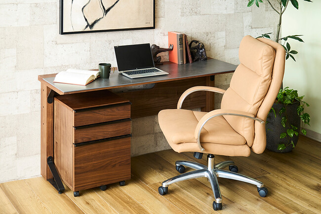 ポケットコイル内蔵 デスクチェア（シルキーファイバー・キャメル） 