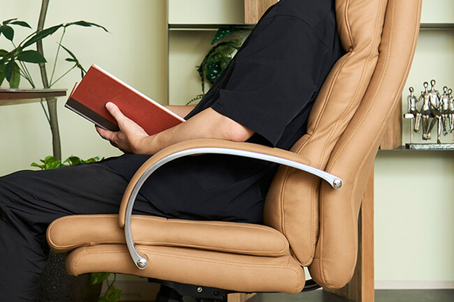 ポケットコイル内蔵 デスクチェア（シルキーファイバー・キャメル） 