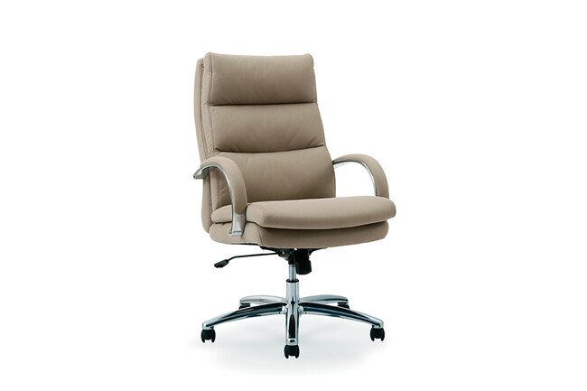 ポケットコイル内蔵 デスクチェア（シルキーファイバー・キャメル） 