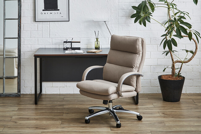 ポケットコイル内蔵 デスクチェア（シルキーファイバー・チャコールグレー） 