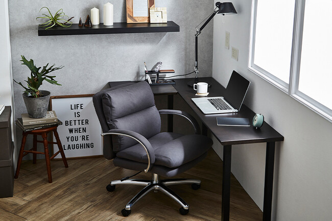 ポケットコイル内蔵 デスクチェア（シルキーファイバー・チャコールグレー） 