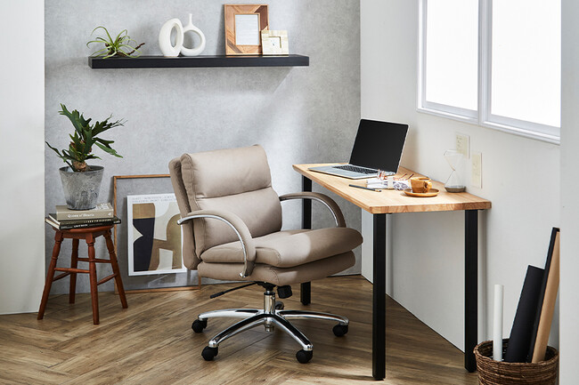 ポケットコイル内蔵 デスクチェア（シルキーファイバー・チャコールグレー） 