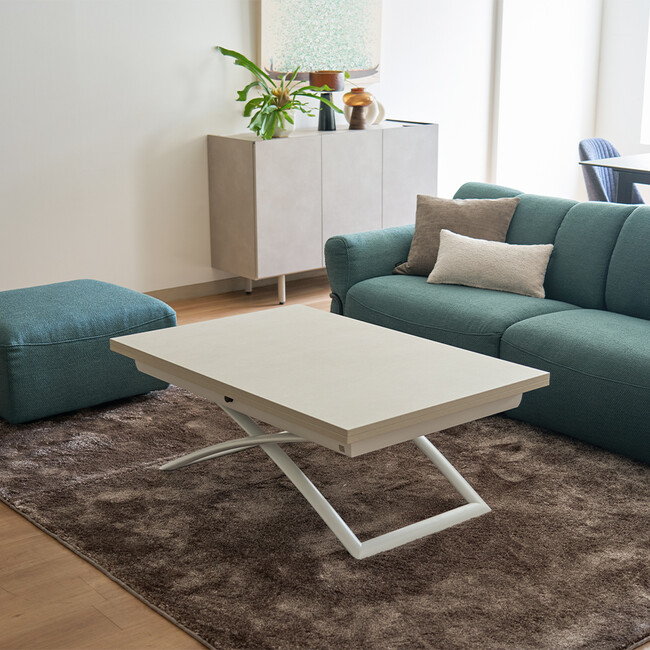 カリガリス コヌビア マジックジェー 伸長・昇降式リビングテーブル ／ Calligaris connubia MAGIC-J Table [CB5041-A] P94/P13E P94/P13E　マットホワイト/クレイ