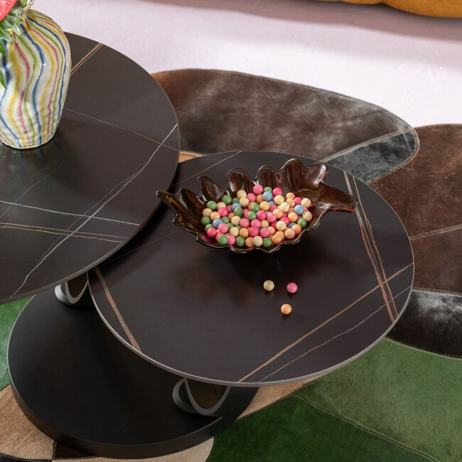 ビバリーブラック 133x80cm ローテーブル/コーヒーテーブル 