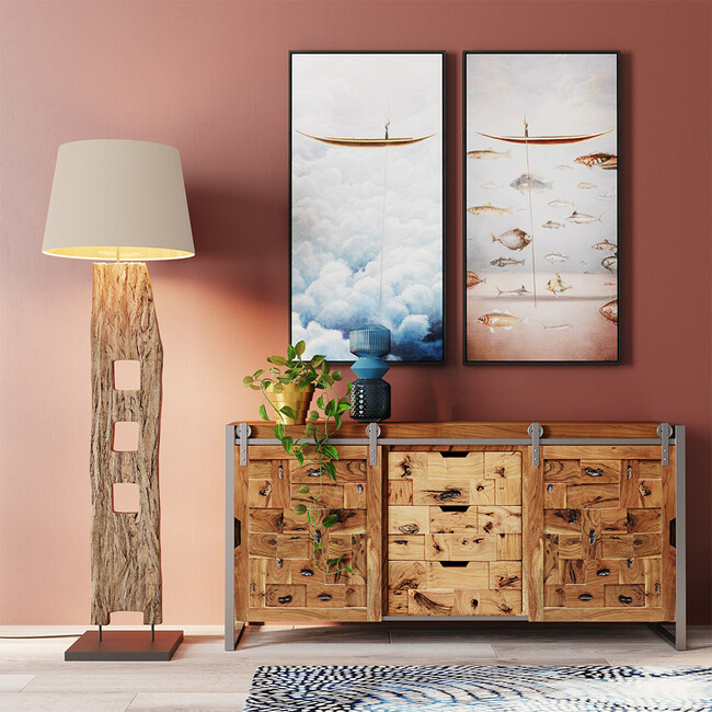 クラウド フィッシャーマン ボート 60x120cm フレームピクチャー 