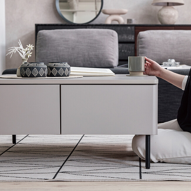 モダンな大人のリビングテーブル 80（ライトグレー） 