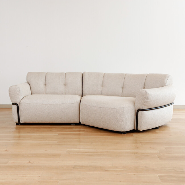 Elmina（エルミナ）シェーズソファ（BE） 1.5P 右肘 + シェーズ 左肘 ルーケBE