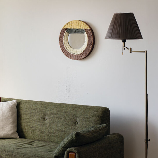 WEAVING WALL MIRROR Circle C（ブラウン×イエロー） ミラー ブラウン×イエロー