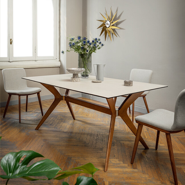 カリガリス トウキョウ セラミック ダイニングテーブル ／ Calligaris TOKYO ceramic Dining table[CS18-FR] P32C 天板：P5C ソルトホワイト 脚：P201 ウォールナット