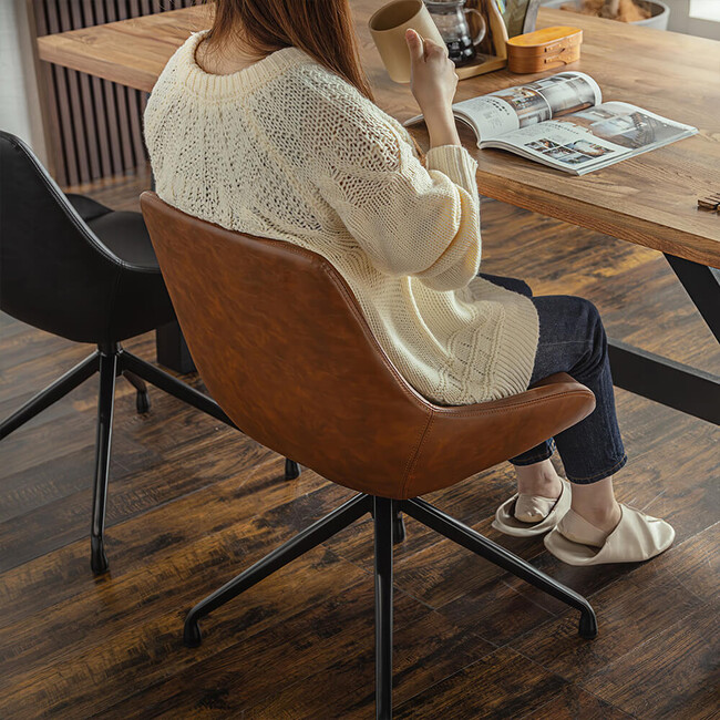 EDL（エデル）ラウンド（回転）チェア（キャメル） 