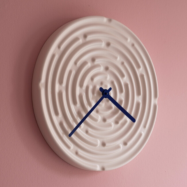 Minos Wall Clock Meringue White / Horizon Blue 