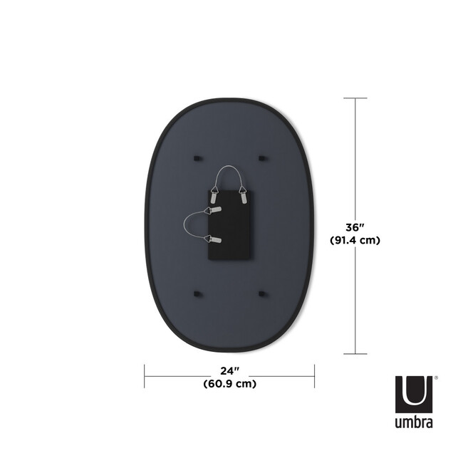ハブ ミラー オーバル 91x61cm ブラック 