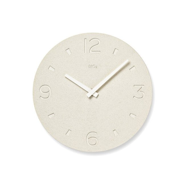 NY21-03 WH 珪藻土の時計 （掻き落とし）　ホワイト 