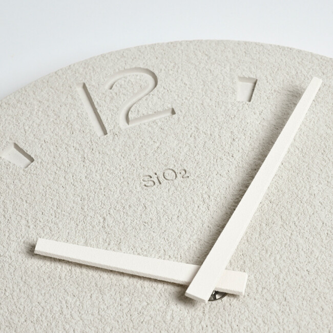 NY21-03 WH 珪藻土の時計 （掻き落とし）　ホワイト 