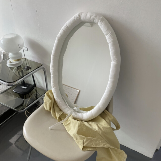 オーバルクッションミラー (ホワイト) 