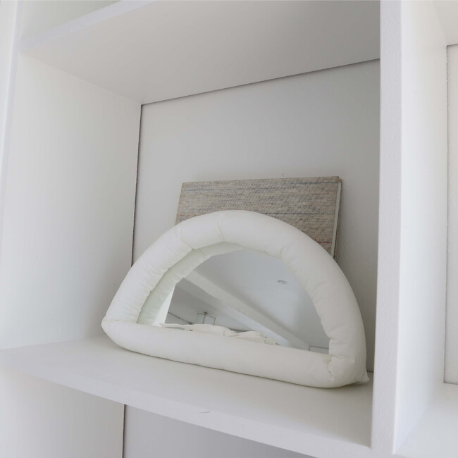 ハーフムーンクッションミラー (ホワイト) 