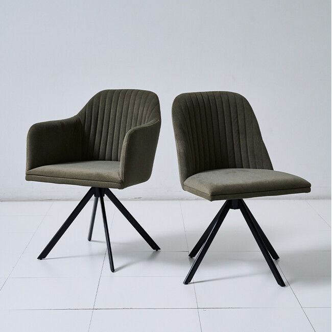 N-VISTA（エヌビスタ）チェア（アーム無）オリーブ アーム有（左）アーム無（右）※ご覧いただいている商品ページはアーム無仕様となります。