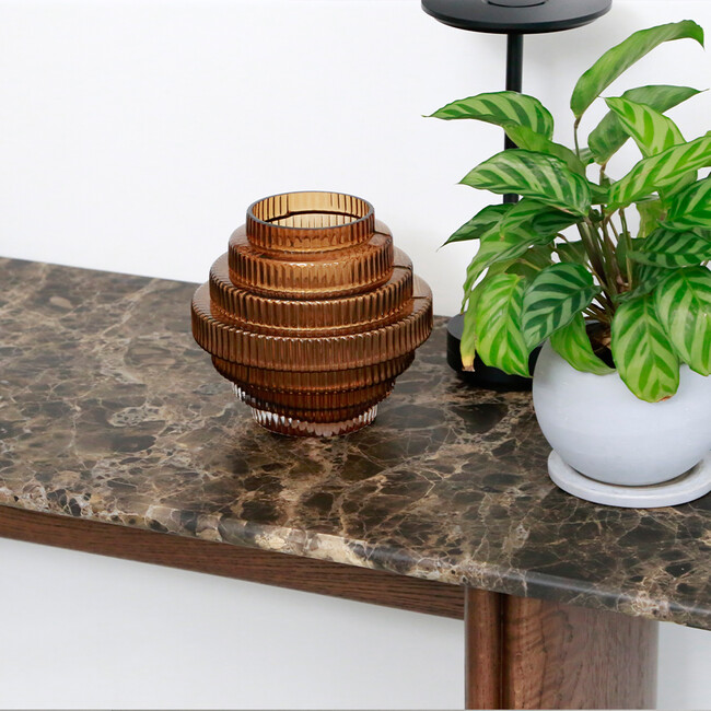 TATHRA console 150 Dark Emperador top-Espresso Oak leg 