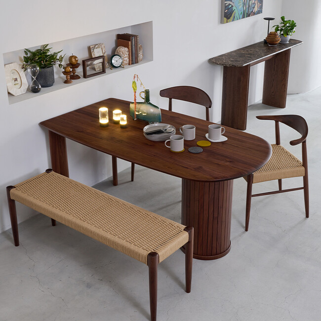 ウィルティック ハーフラウンド  ダイニングテーブル ヨコハギ無垢（ ウォールナット） ハーフラウンド ウォールナット