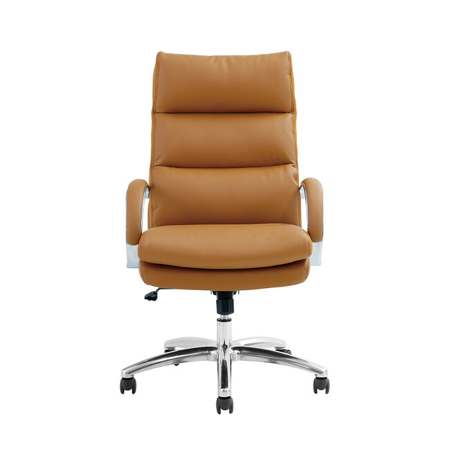 ポケットコイル内蔵 デスクチェア（PUレザー・ライトブラウン） ライトブラウン