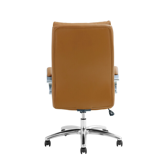 ポケットコイル内蔵 デスクチェア（PUレザー・ライトブラウン） ライトブラウン