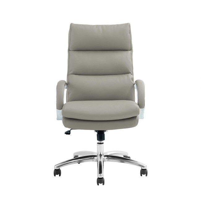 ポケットコイル内蔵 デスクチェア（PUレザー・ライトブラウン） グレージュ