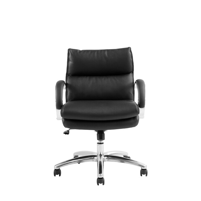 ポケットコイル内蔵 デスクチェア（PUレザー・ライトブラウン） ブラック