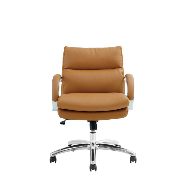 ポケットコイル内蔵 デスクチェア（PUレザー・ライトブラウン） ライトブラウン