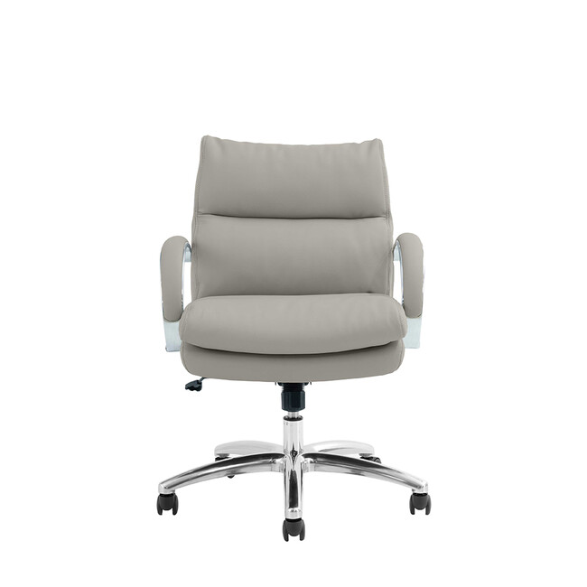 ポケットコイル内蔵 デスクチェア（PUレザー・ライトブラウン） グレージュ