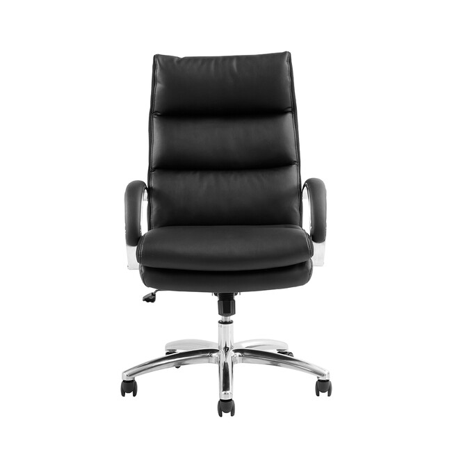 ポケットコイル内蔵 デスクチェア（PUレザー・ライトブラウン） ブラック