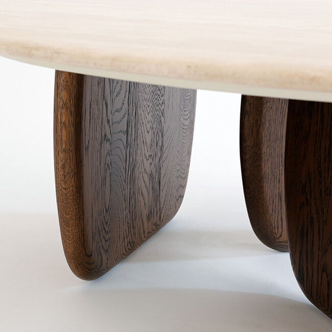 EDEN coffee table 90 Travertine top-Espresso Oak leg 