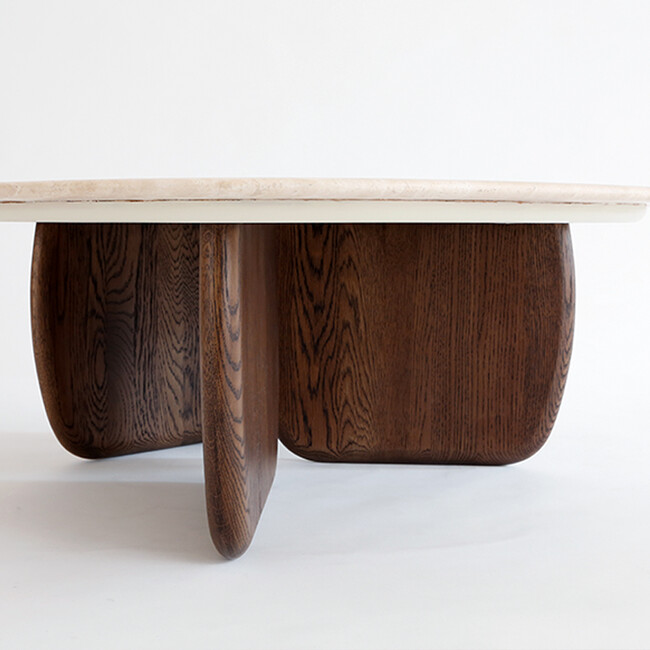 EDEN coffee table 90 Travertine top-Espresso Oak leg 
