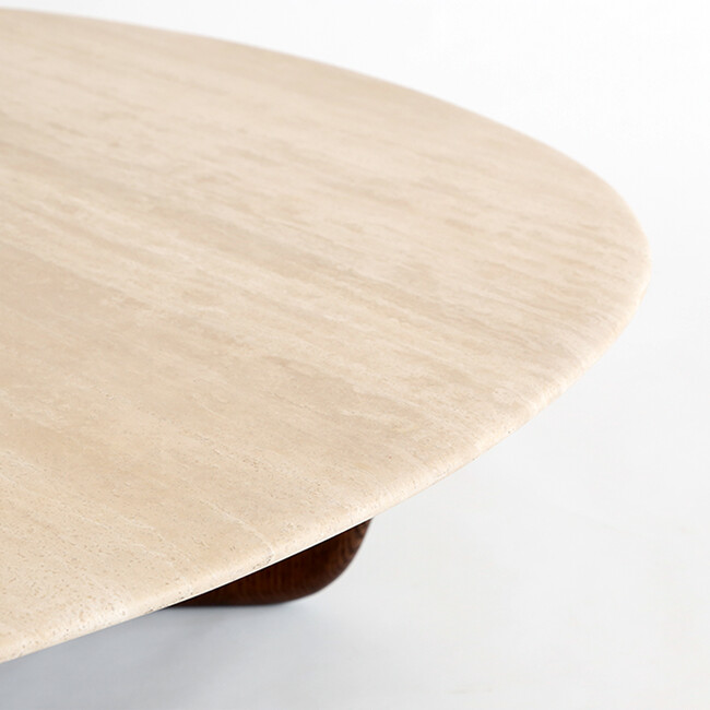 EDEN coffee table 90 Travertine top-Espresso Oak leg 