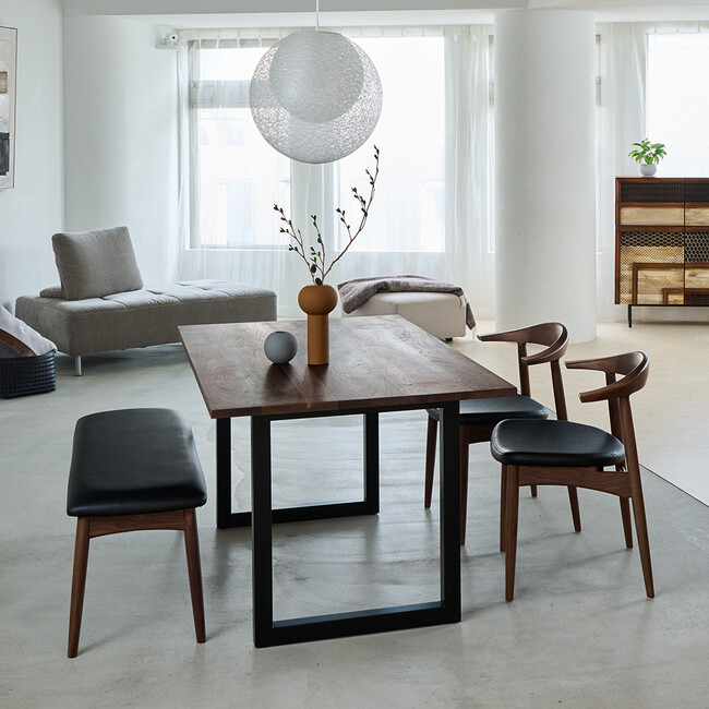 ウィルティック ヨコハギ無垢 ダイニングテーブル （横幅150 x 奥行85 cm） ウォールナット 