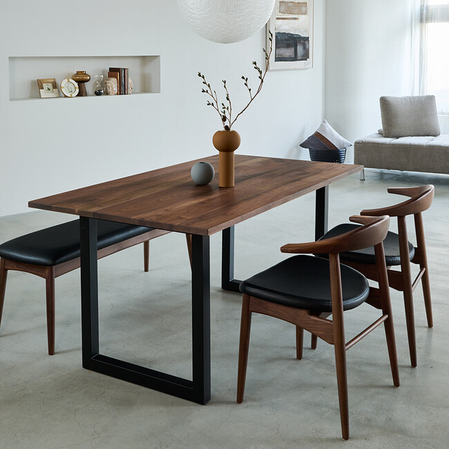 ウィルティック ヨコハギ無垢 ダイニングテーブル （横幅150 x 奥行85 cm） ウォールナット 