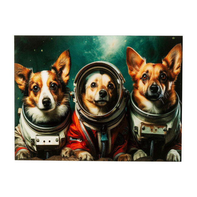 アストロノート ドッグ 80x60cm ガラスアート 