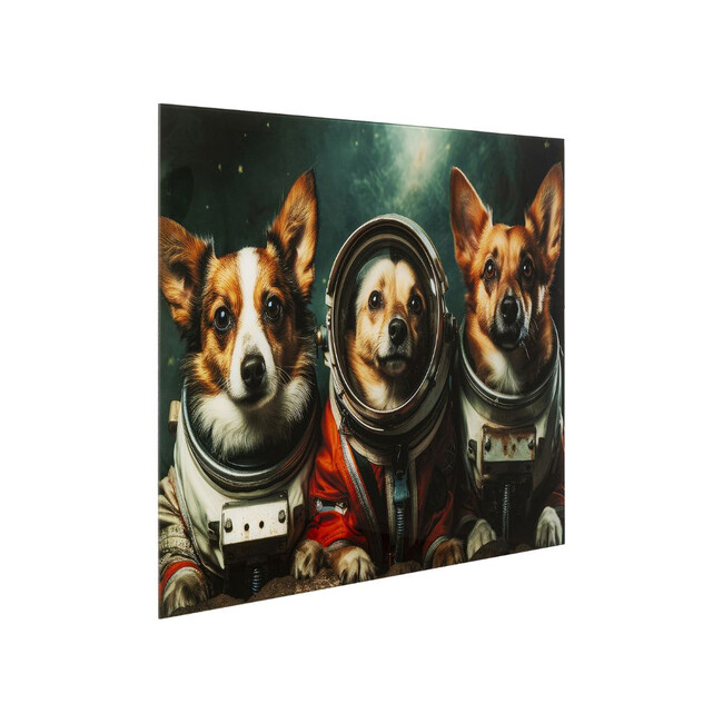 アストロノート ドッグ 80x60cm ガラスアート 