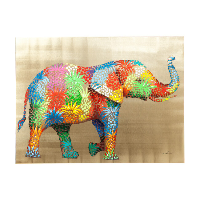 フラワーエレファント90x120cm タッチドピクチャー 