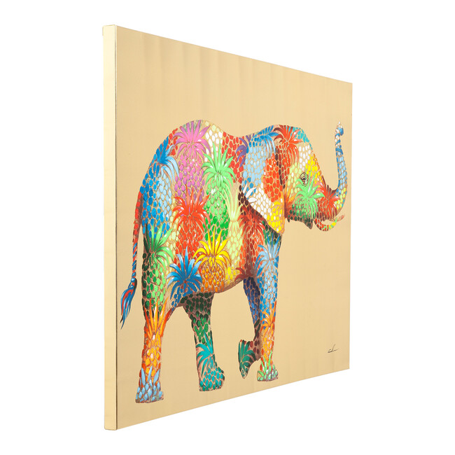 フラワーエレファント90x120cm タッチドピクチャー 