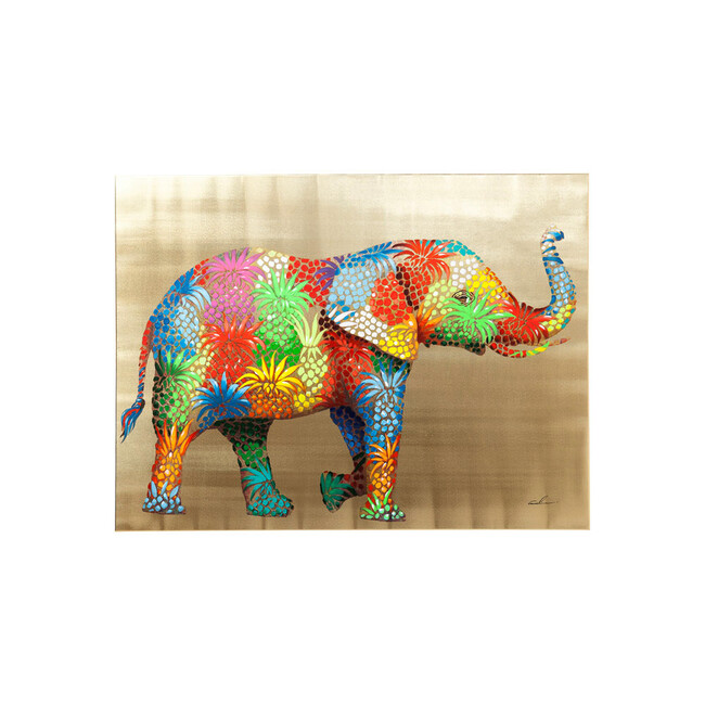 フラワーエレファント50x40cm タッチドピクチャー 